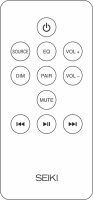 SEIKI SBASE301 Replacement remote control